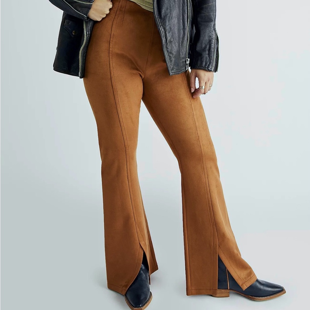 We The Free CRVY Real Deal Vegan Suede Flare Pants Free People Boho Chic